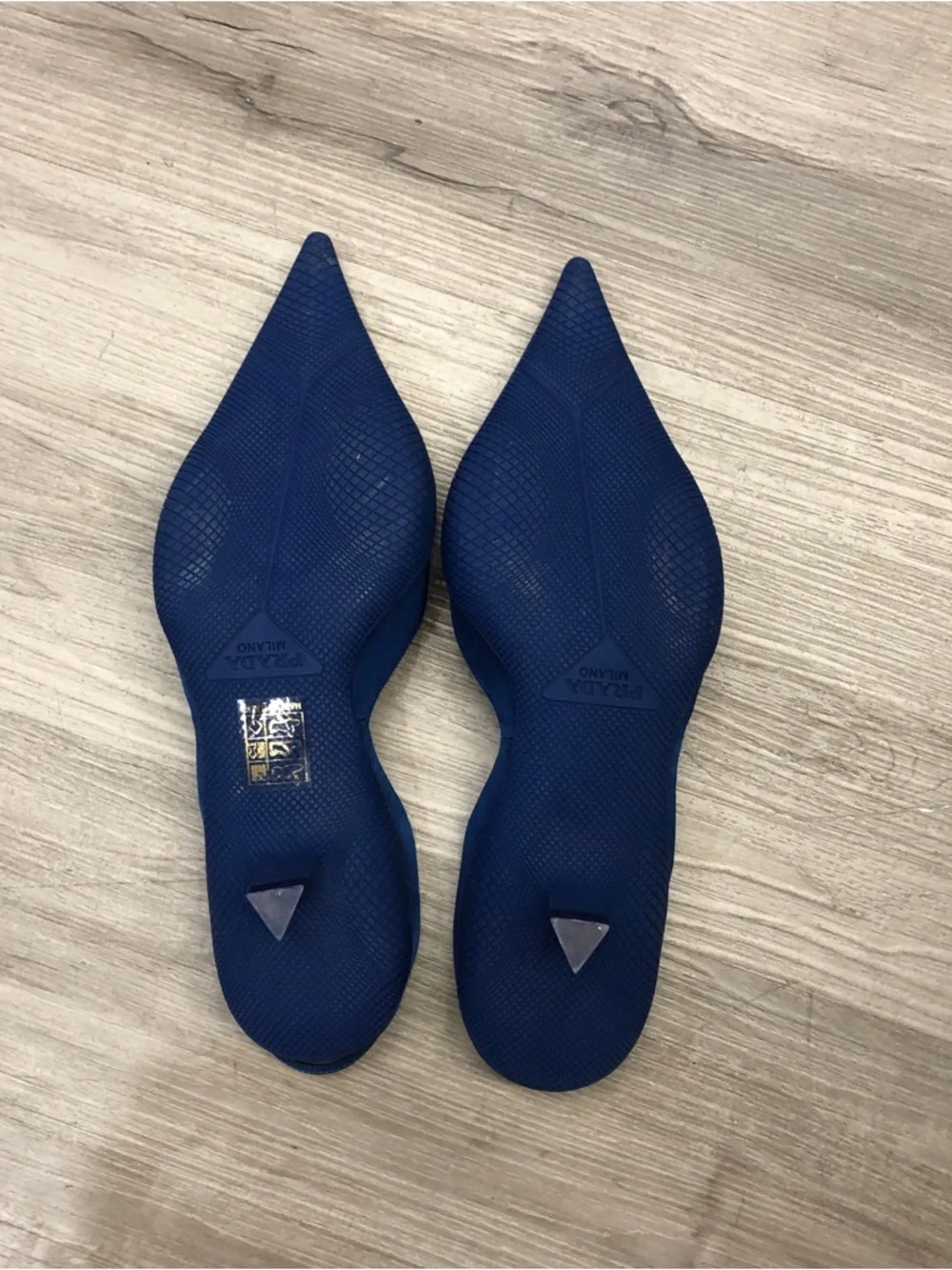 Prada Blue Satin Pointed Slingback Mules - Picture 4 of 4